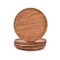 Acacia Wood Round Platters Set of 4 for Ottoman or Side Table, Charcuterie Board or Cheese Platter for Living Room (8" x 8" x 0.75")